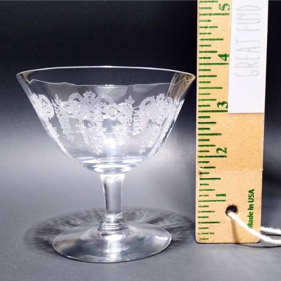 Fry Crystal -"King" etched pattern- 3 7/8" Low Sherbet glass replacement dessert - Picture 4 of 4